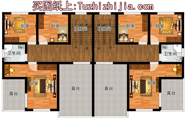 200平方米穩(wěn)重大氣三層雙拼別墅建筑設(shè)計(jì)圖紙，含效果圖