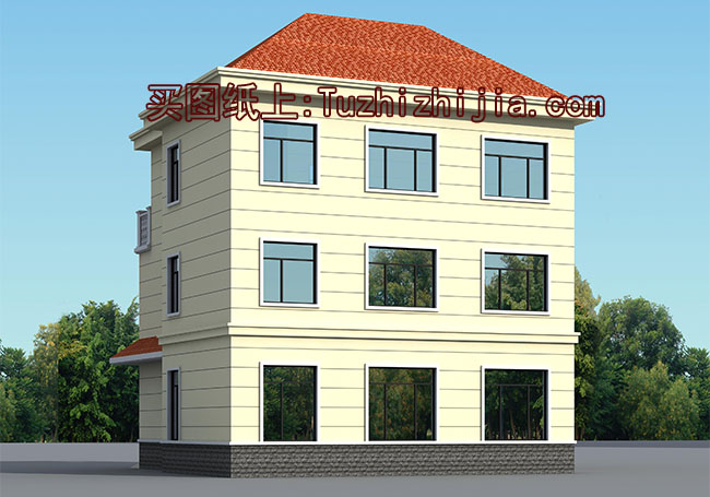 帶車庫現(xiàn)代三層樓房設(shè)計(jì)圖，外觀效果圖時尚、美觀