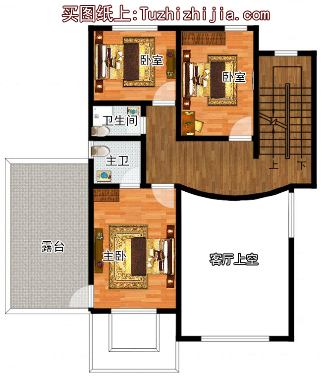 歐式三層樓中樓別墅設(shè)計圖紙帶車庫（含外觀效果圖）