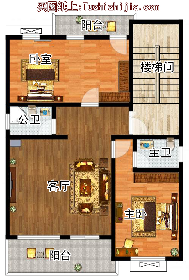 農(nóng)村四層復(fù)式房屋設(shè)計(jì)圖紙，占地105平方米預(yù)算35萬左右