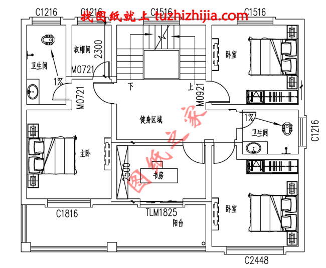 帶車庫現(xiàn)代三層房屋別墅設計圖，占地110平米左右，功能齊全