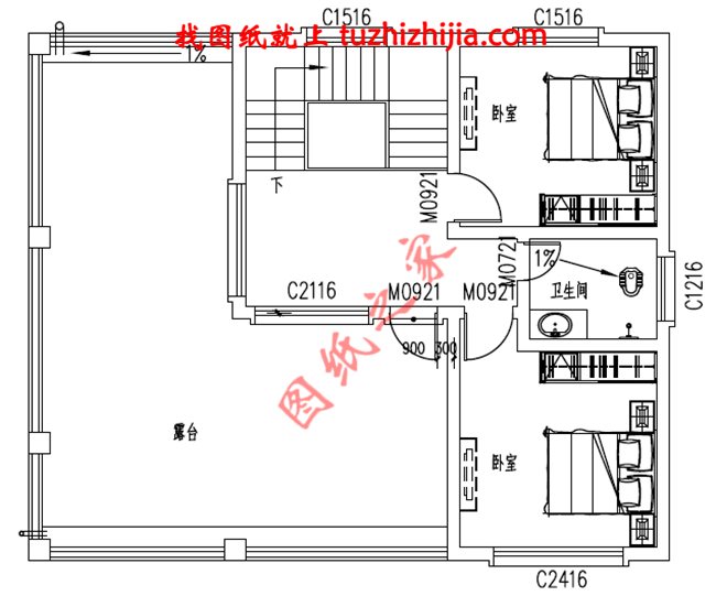 帶車庫現(xiàn)代三層房屋別墅設計圖，占地110平米左右，功能齊全