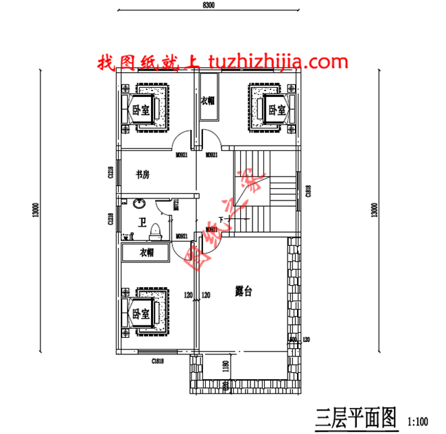 占地100平米三層自建房屋自建別墅設(shè)計圖，布局合理，功能齊全