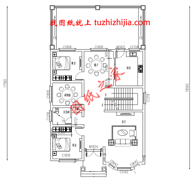 二層自建房屋設(shè)計(jì)圖，帶小院，帶地下室，外觀現(xiàn)代、時(shí)尚，內(nèi)部布局合理