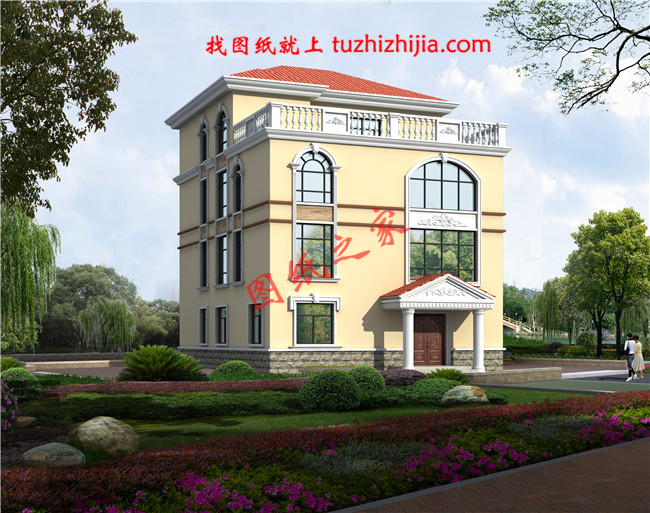 最新款高端大氣四層小別墅設(shè)計圖，一層客廳挑空設(shè)計，給您十足的空間感