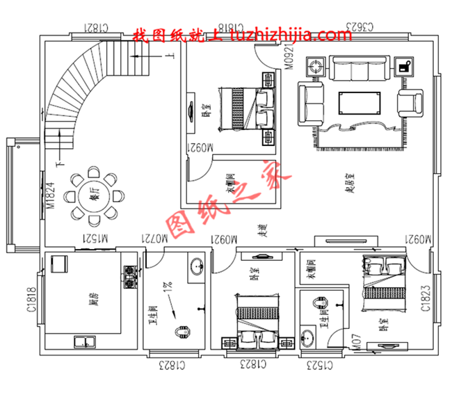 最新款高端大氣四層小別墅設(shè)計圖，一層客廳挑空設(shè)計，給您十足的空間感