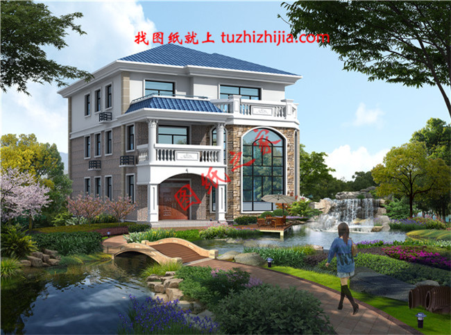 全套三層農(nóng)村房屋設(shè)計圖紙，客廳中空，大大的窗戶，采光極好，外觀上十分耐看