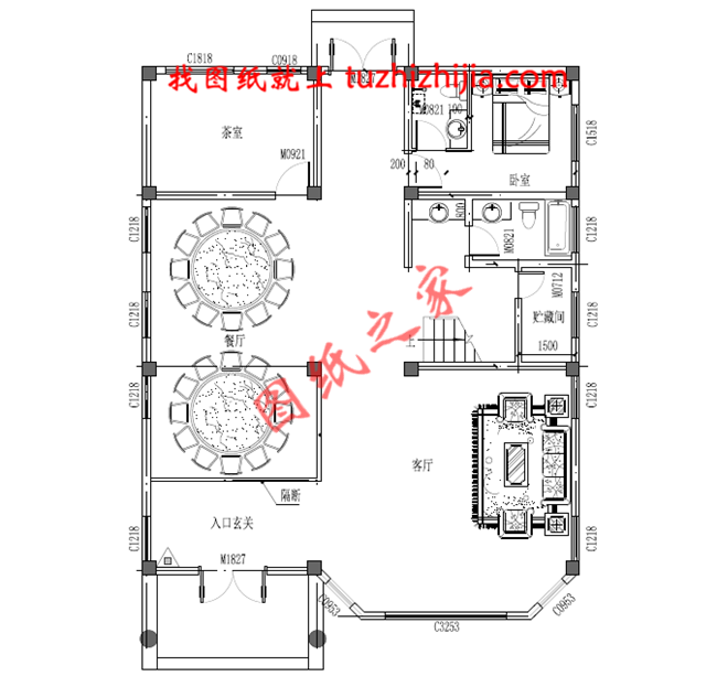 全套三層農(nóng)村房屋設(shè)計圖紙，客廳中空，大大的窗戶，采光極好，外觀上十分耐看