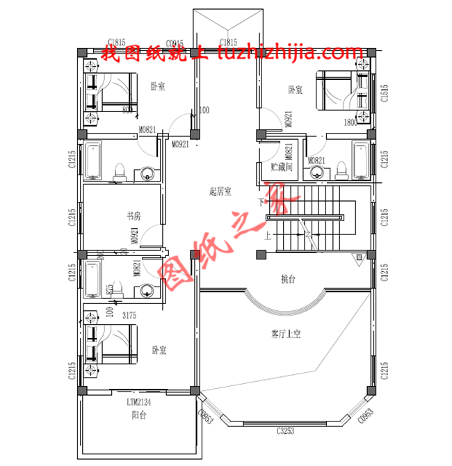 全套三層農(nóng)村房屋設(shè)計圖紙，客廳中空，大大的窗戶，采光極好，外觀上十分耐看