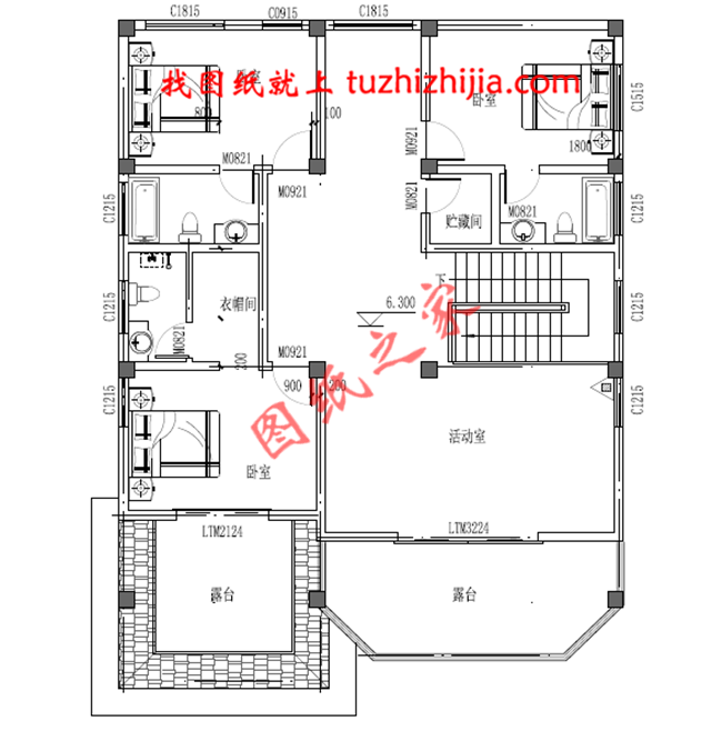 全套三層農(nóng)村房屋設(shè)計圖紙，客廳中空，大大的窗戶，采光極好，外觀上十分耐看