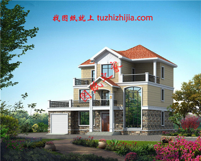 帶車庫三層自建別墅設計圖紙，客廳中空，外觀洋氣時尚，這款戶型非常受歡迎