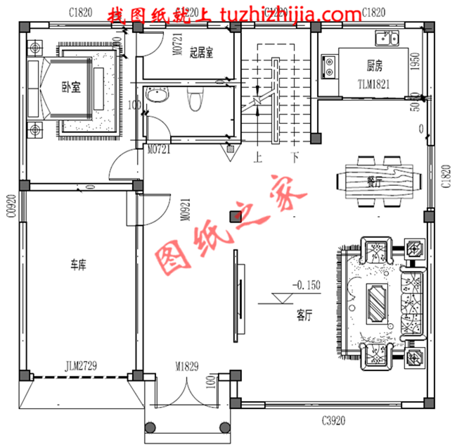 三層帶車庫(kù)樓中樓建房別墅圖紙，占地130平米左右，戶型室內(nèi)布局合理