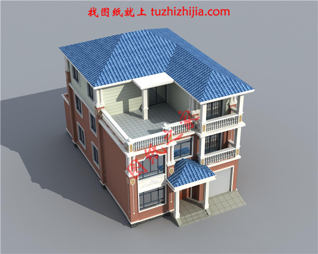 最新設(shè)計(jì)的三層農(nóng)村別墅圖紙，帶車庫(kù)，帶露臺(tái)，占地150平米左右