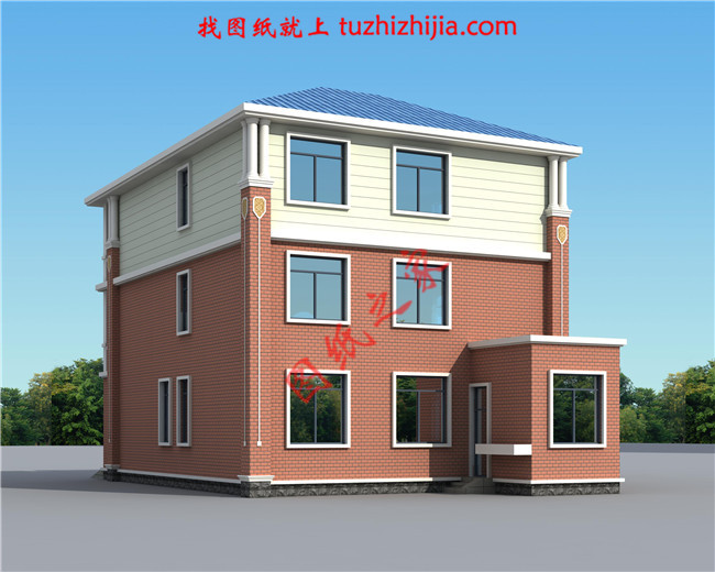 最新設(shè)計(jì)的三層農(nóng)村別墅圖紙，帶車庫(kù)，帶露臺(tái)，占地150平米左右