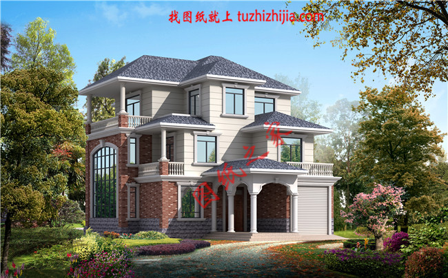 帶車庫(kù)三層農(nóng)村小別墅設(shè)計(jì)圖，最新的設(shè)計(jì)，款式新穎