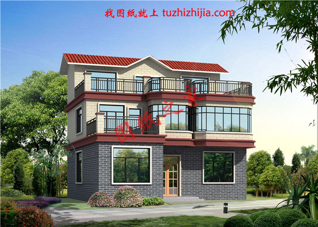 新農(nóng)村三層自建房屋設(shè)計圖，占地120平米，工藝簡單