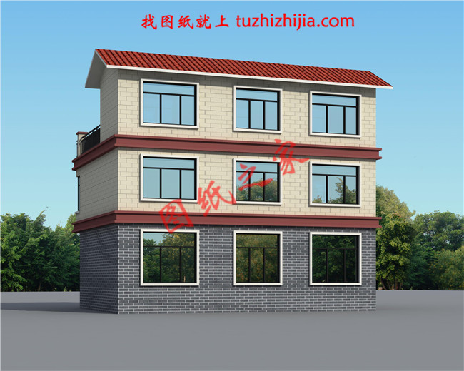 新農(nóng)村三層自建房屋設(shè)計圖，占地120平米，工藝簡單