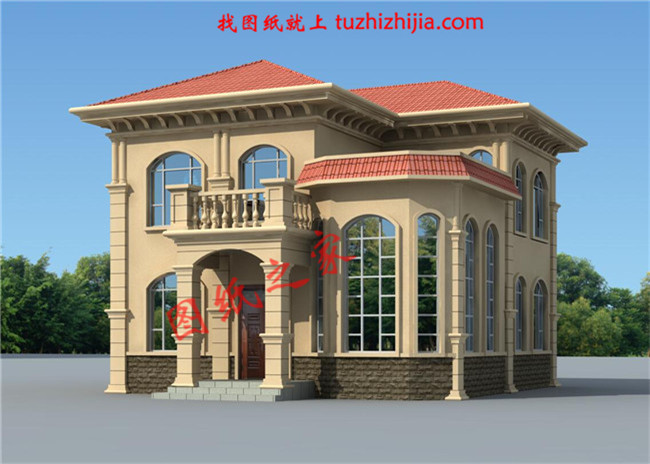 經(jīng)濟實用型二層農(nóng)村小別墅設計圖，造價25萬內(nèi)，外觀看起來時尚