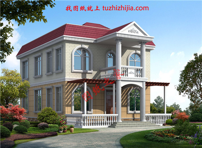 120平米簡單實用型農(nóng)村小別墅設(shè)計圖，二層屋頂為全露臺，小開間，長進(jìn)深