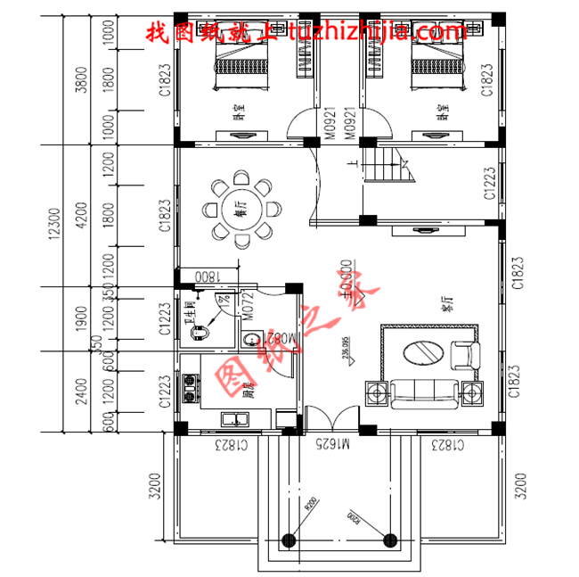 120平米簡單實用型農(nóng)村小別墅設(shè)計圖，二層屋頂為全露臺，小開間，長進(jìn)深