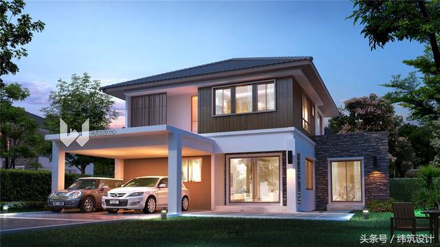 占地僅100平現(xiàn)代二層小別墅圖，地雖小，布局卻很合理