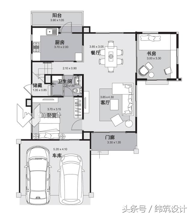 占地僅100平現(xiàn)代二層小別墅圖，地雖小，布局卻很合理