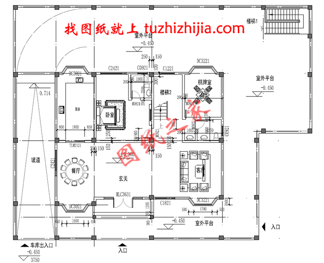 帶車庫二層別墅外觀效果圖，別墅圖片大全，帶地下平臺，精致布局完美錯落