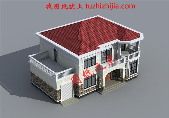 帶車庫，帶露臺二層農(nóng)村小別墅設(shè)計圖，宅基地大小適中，外觀造型美