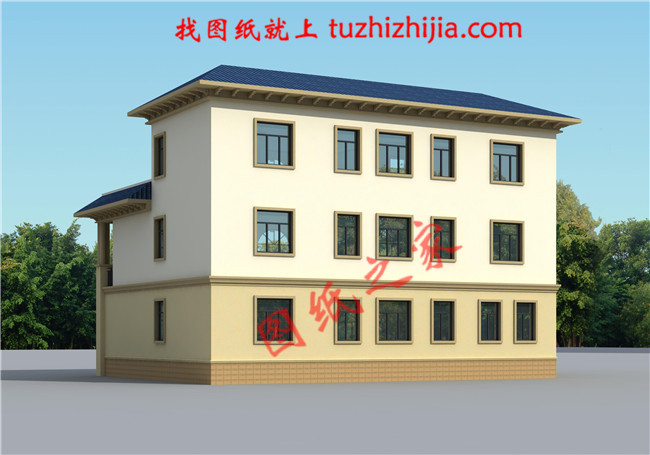 三層新農(nóng)村別墅設計圖片及全套圖紙，外形對稱，帶露臺，這個戶型宅基地大小適中