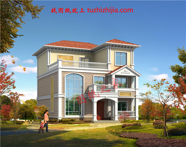 三層新農(nóng)村小別墅設(shè)計(jì)圖紙，占地120平米，客廳中空，帶大露臺(tái)