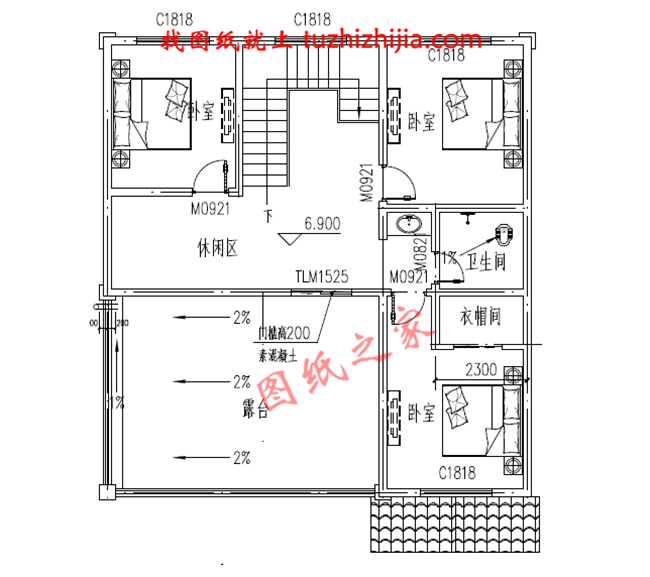 三層新農(nóng)村小別墅設(shè)計(jì)圖紙，占地120平米，客廳中空，帶大露臺(tái)
