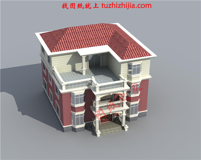 舒適大方三層房屋設(shè)計(jì)圖紙及圖片，占地150平米，布局合理，臥室多