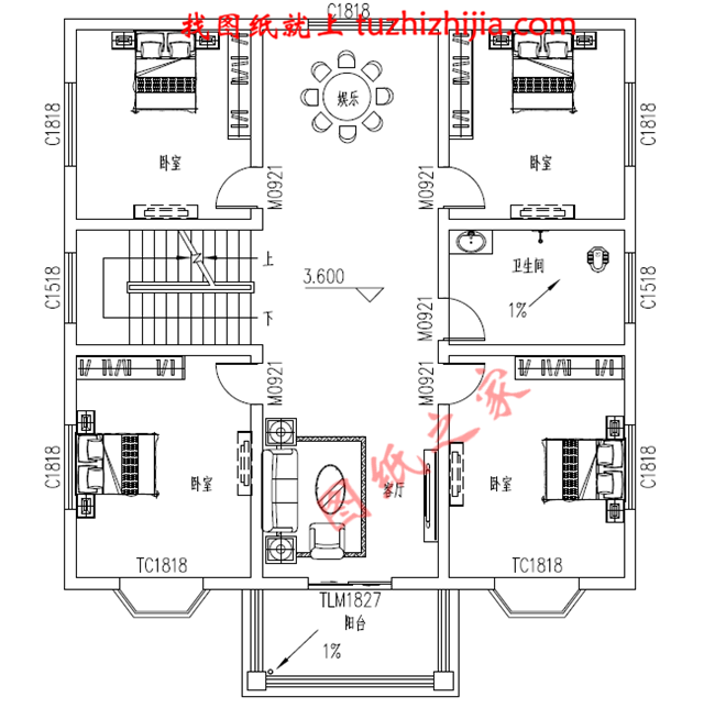 舒適大方三層房屋設(shè)計(jì)圖紙及圖片，占地150平米，布局合理，臥室多