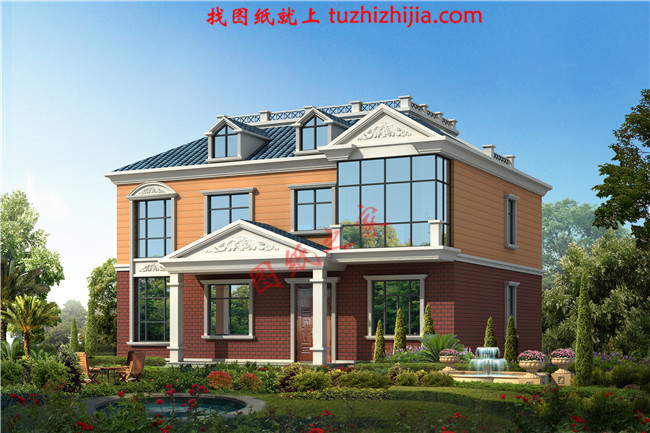 適合農(nóng)村建造的二層房屋設(shè)計(jì)圖紙及效果圖，帶悶頂層，占地150平米左右