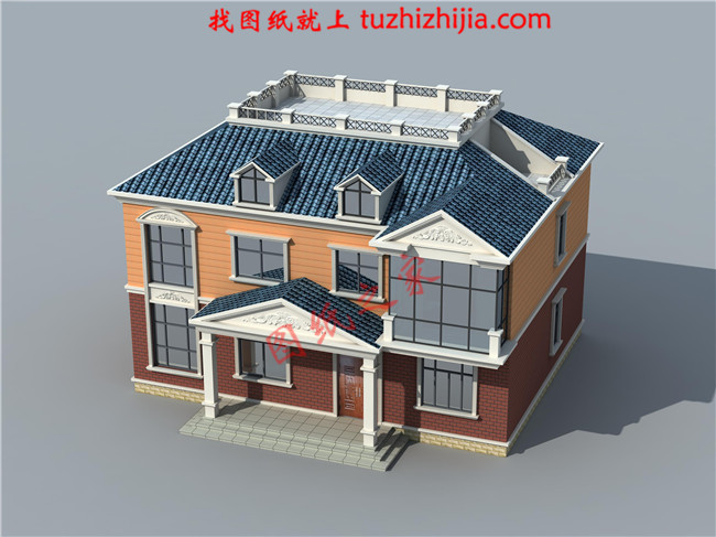 適合農(nóng)村建造的二層房屋設(shè)計(jì)圖紙及效果圖，帶悶頂層，占地150平米左右