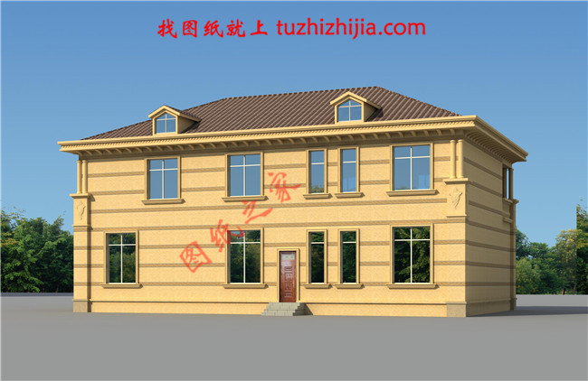 豪華二層別墅設(shè)計(jì)圖紙及別墅圖片，旋轉(zhuǎn)樓梯，內(nèi)設(shè)佛堂，大大落地窗