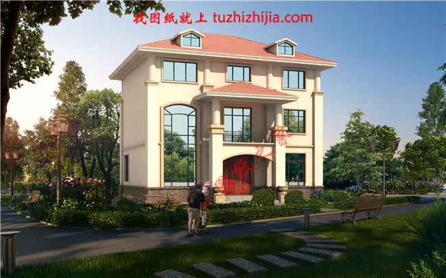 三層自建別墅設(shè)計圖紙，復(fù)式結(jié)構(gòu)客廳中空極大的增加了客廳的開闊度