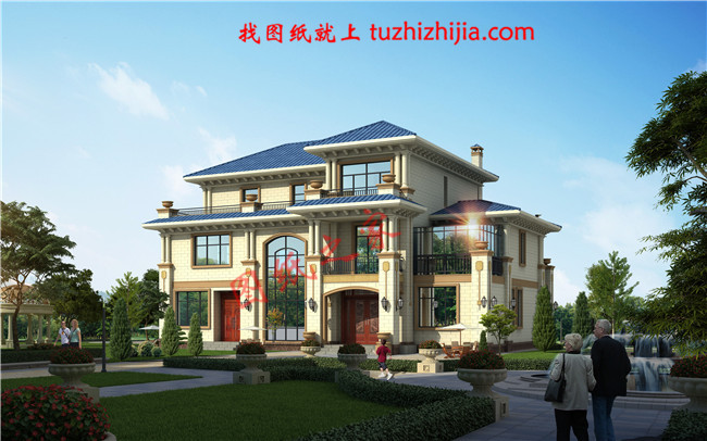 歐式三層別墅設(shè)計(jì)圖紙，本套圖紙為設(shè)計(jì)師新設(shè)計(jì)的作品，包含兩個(gè)相互獨(dú)立的兩個(gè)大小不同的戶型，可以與父母同住