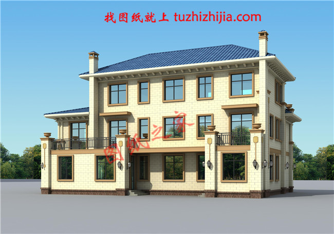 歐式三層別墅設(shè)計(jì)圖紙，本套圖紙為設(shè)計(jì)師新設(shè)計(jì)的作品，包含兩個(gè)相互獨(dú)立的兩個(gè)大小不同的戶型，可以與父母同住