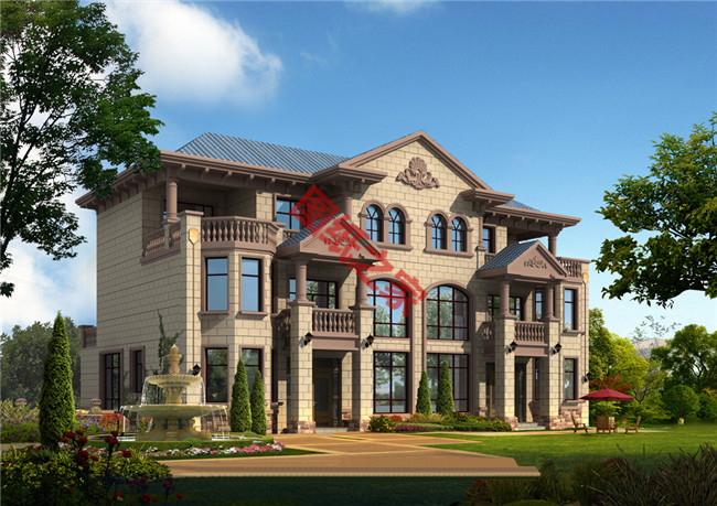 氣派的三層雙拼別墅圖，沒個百八十萬的不敢建