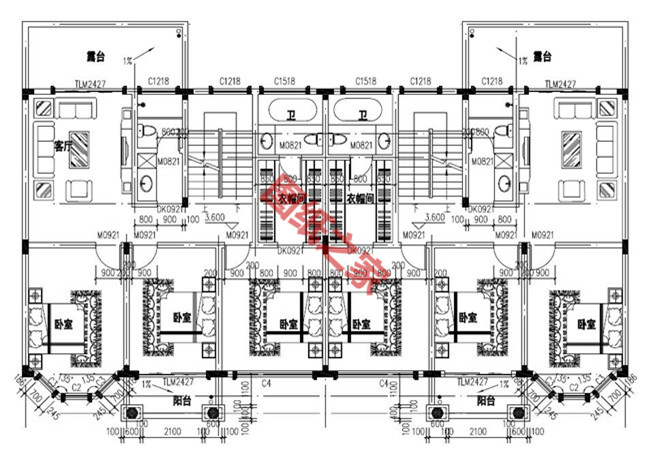 氣派的三層雙拼別墅圖，沒個百八十萬的不敢建