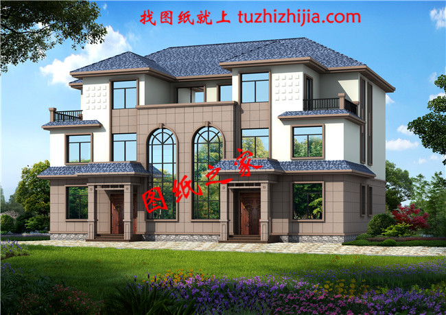 2018最新兄弟雙拼別墅設(shè)計(jì)圖紙，單戶130平米左右，經(jīng)典的簡(jiǎn)歐式風(fēng)格