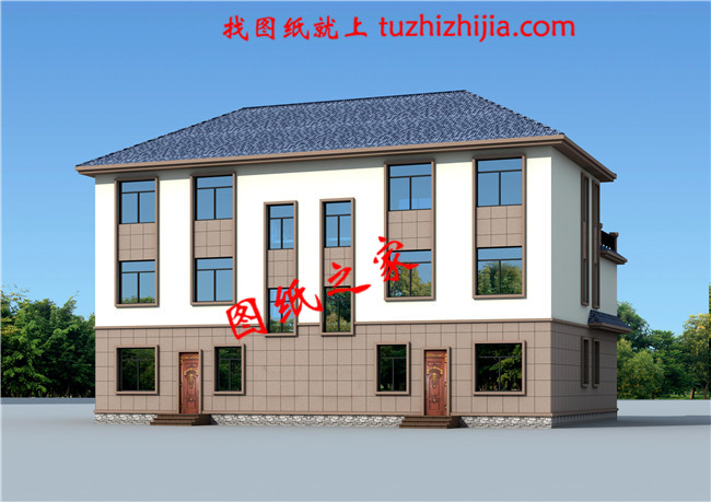 2018最新兄弟雙拼別墅設(shè)計(jì)圖紙，單戶130平米左右，經(jīng)典的簡(jiǎn)歐式風(fēng)格