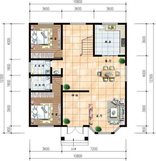 11乘12米帶神位的三層自建房方案，看完保證心動