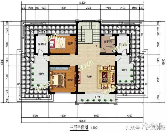 帶堂屋高端三層別墅圖，我有宅基地肯定建這套