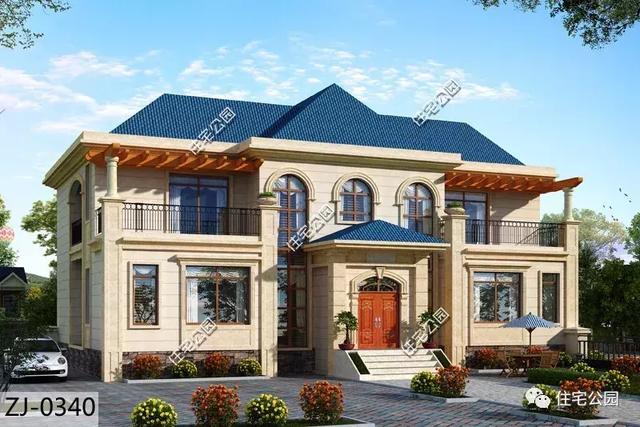 帶地下室挑空客廳二層別墅設(shè)計(jì)圖，真是漂亮極了