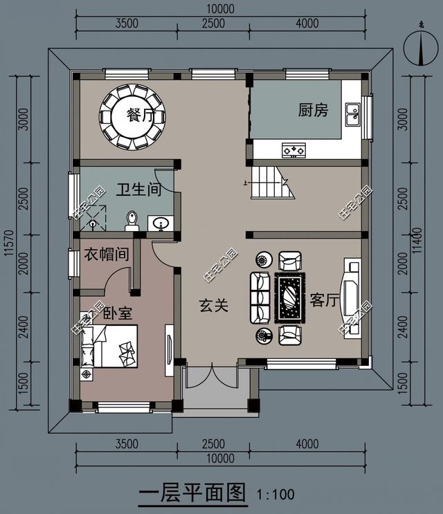 開間10米的三層別墅設計方案圖，外觀超美感