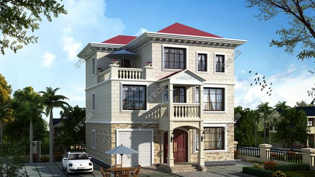 開間10米的三層別墅設計方案圖，外觀超美感