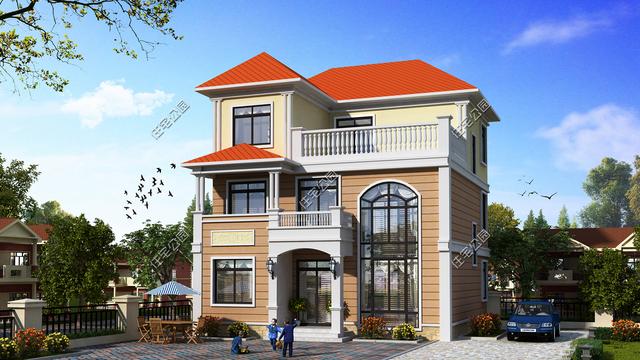 開間10米的三層別墅設計方案圖，外觀超美感