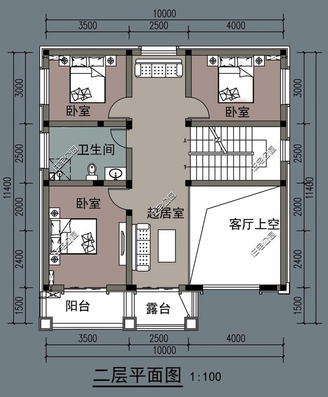 開間10米的三層別墅設計方案圖，外觀超美感